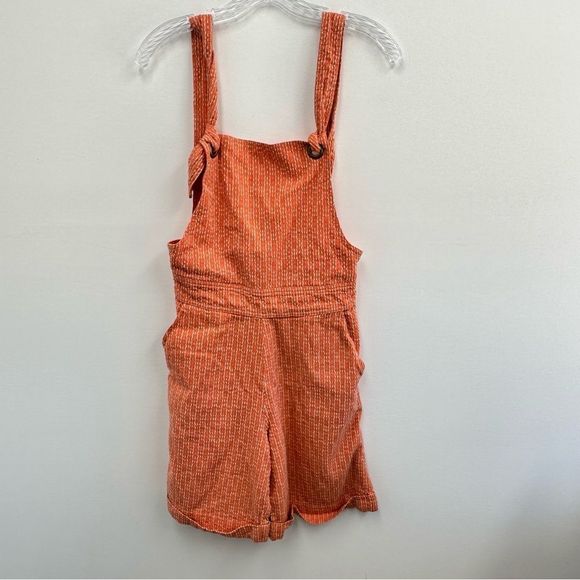 🎉HP🎉Anthropologie Seen Worn Kept Orange Square Neck Shortalls Romper - Picture 2 of 6